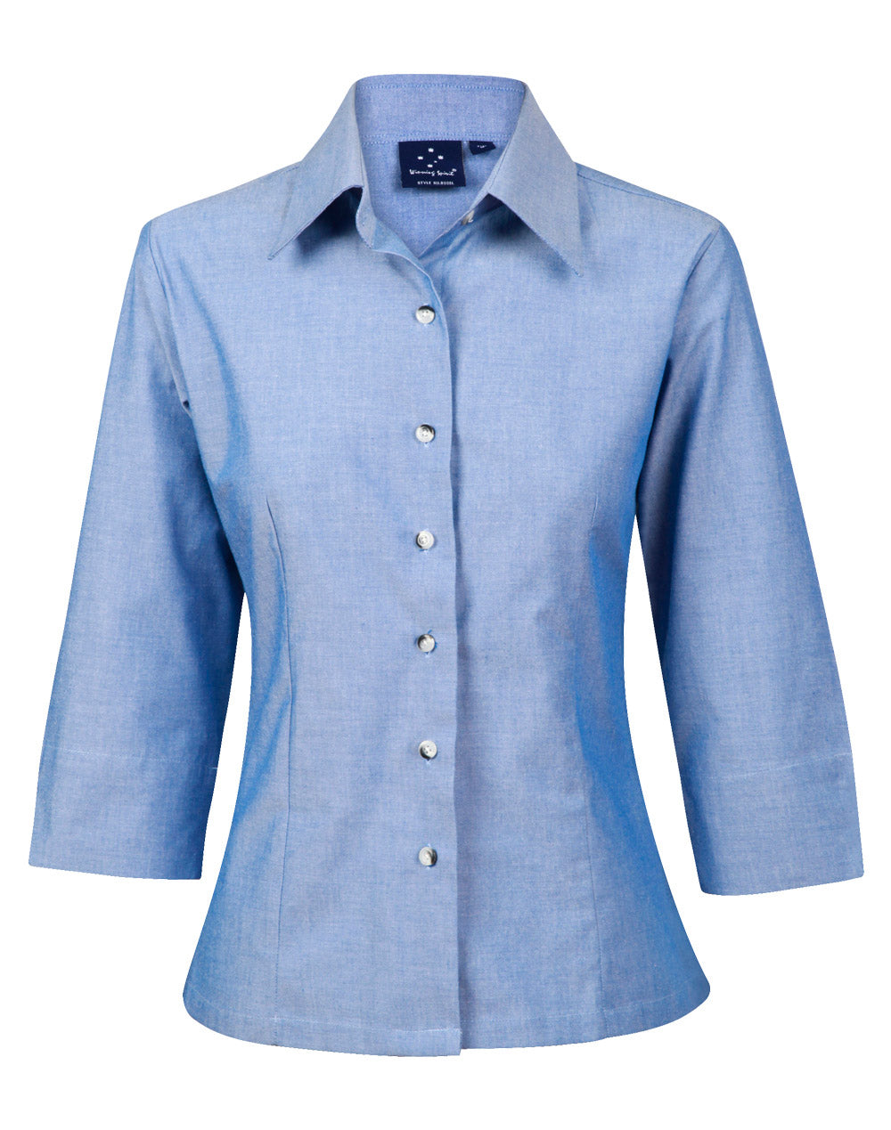 Ladies' Wrinkle Free Chambray Shirt 3/4 Sleeve