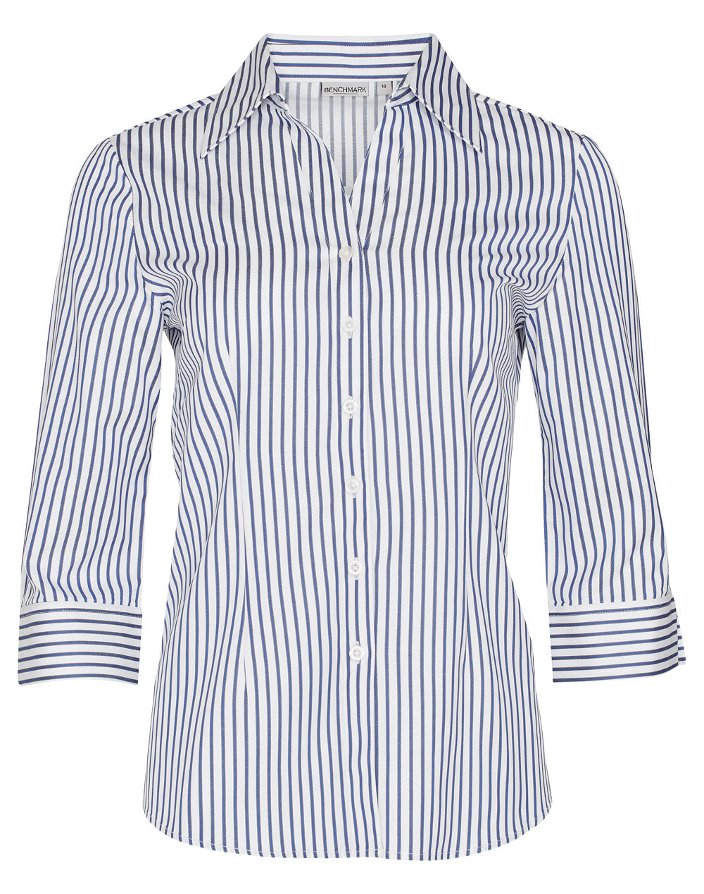 Women's Sateen Stripe 3/4 Sleeve Shirt