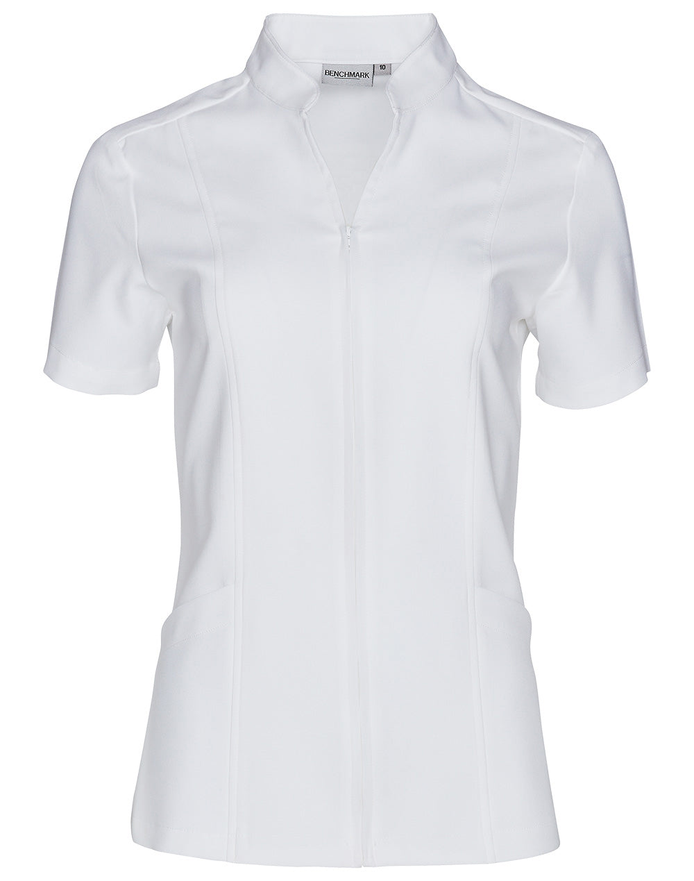 Women's Full Zip Front Short Sleeve Tunic