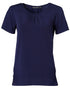 Ladies' Round Neck With Pleats S/S Knit Top