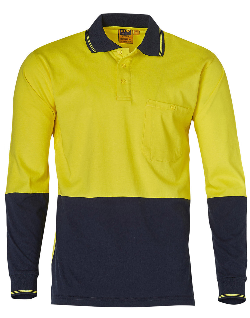 Hi-Vis Cotton Two Tone L/S Safety Polo