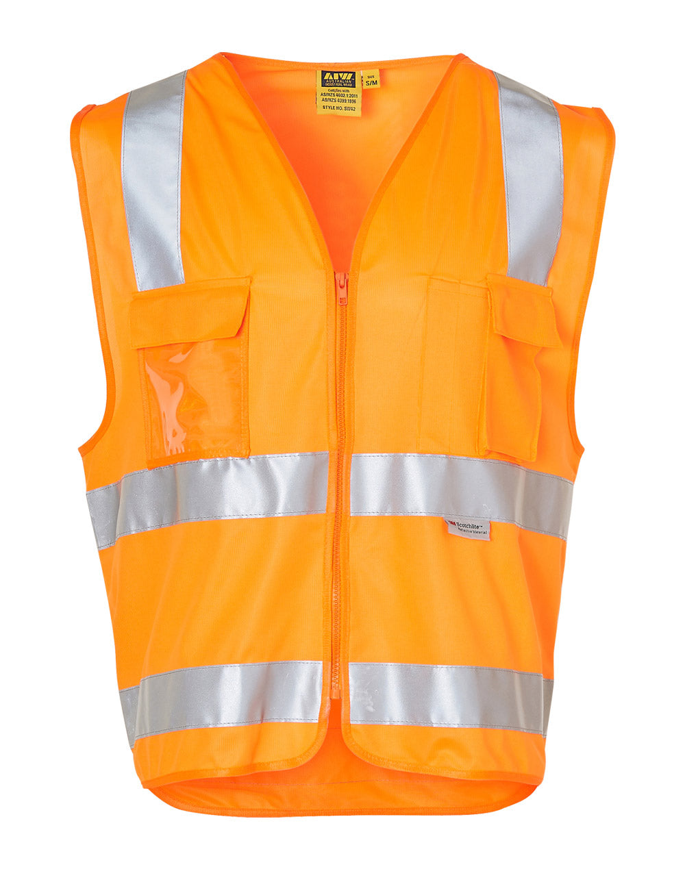 Hi-Vis Safety Vest With Id Pocket & R/F Tapes