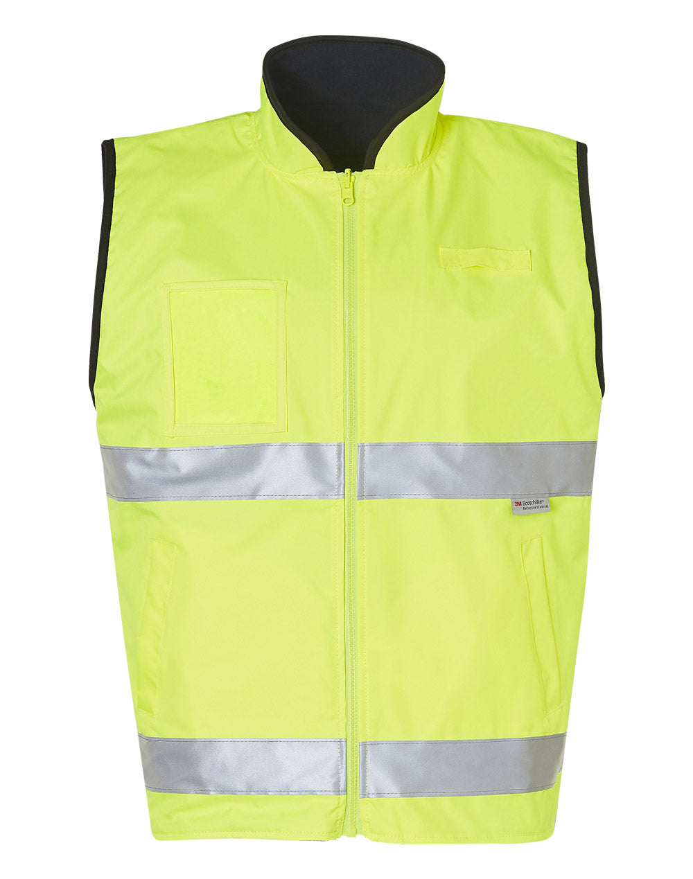 Hi-Vis Reversible Mandarine Collar Safety Vest With 3M Tapes