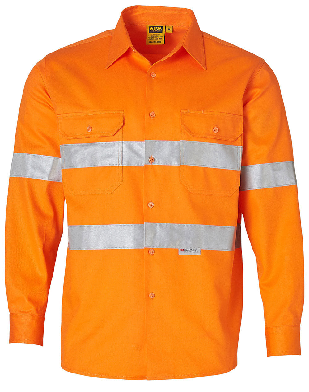 Men's Hi-Vis L/S Drill Shirt With 3M Tapes