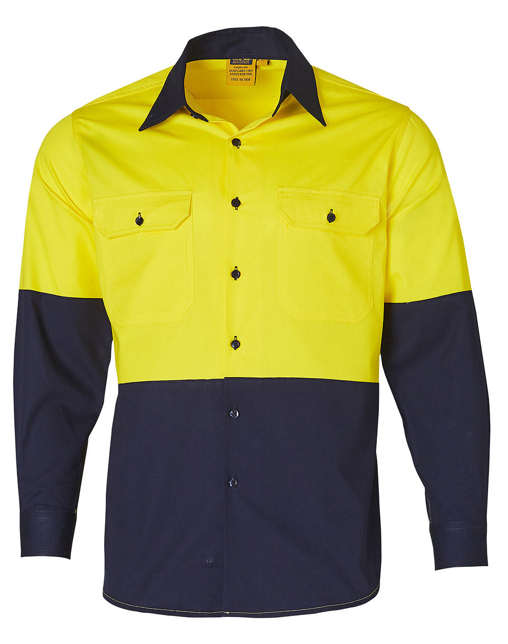 Hi-Vis Two Tone Cool-Breeze L/S Cotton Work Shirt