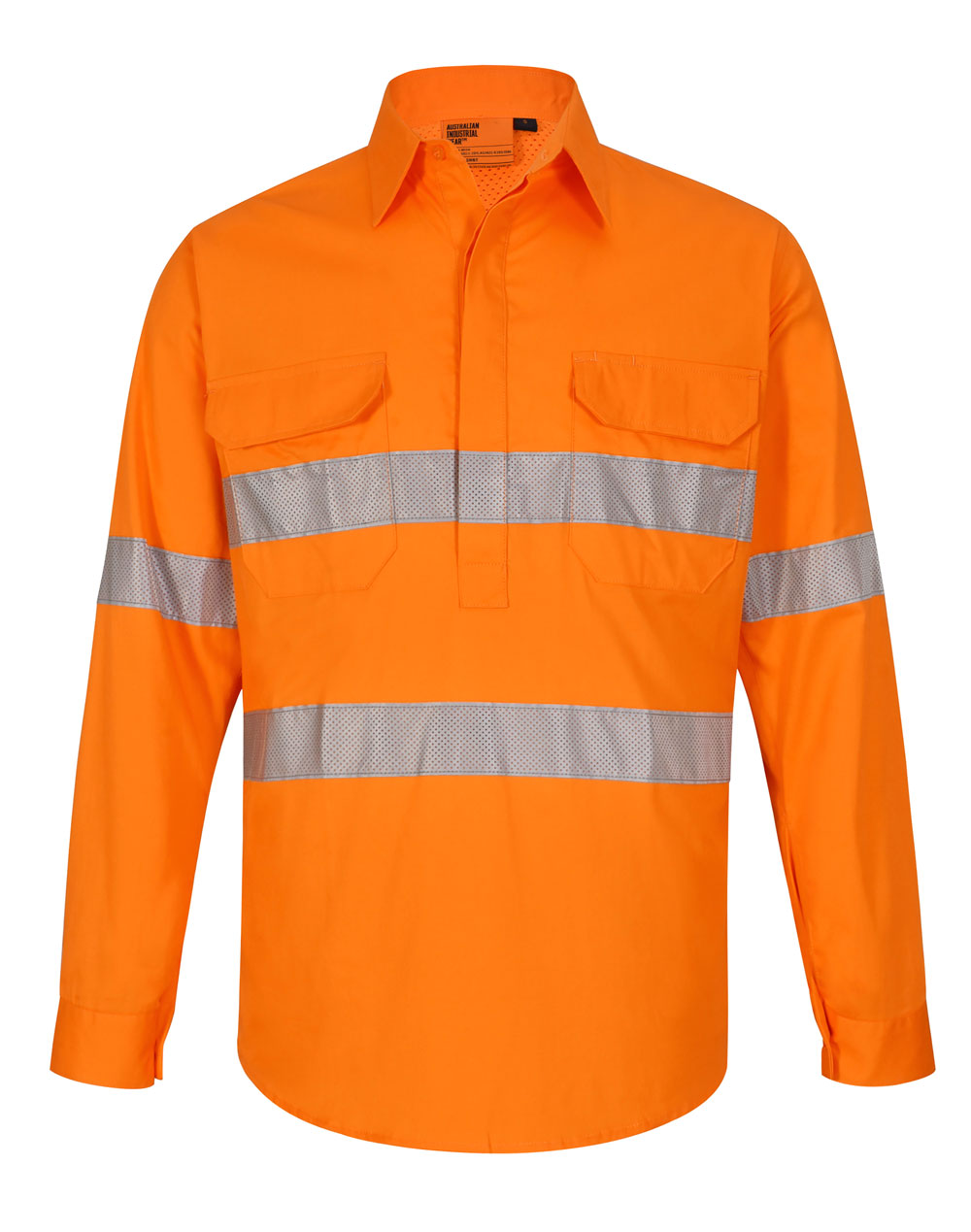 Hi Vis Cool-Breeze Closed Front L/S Shirt (Perforated Tape)