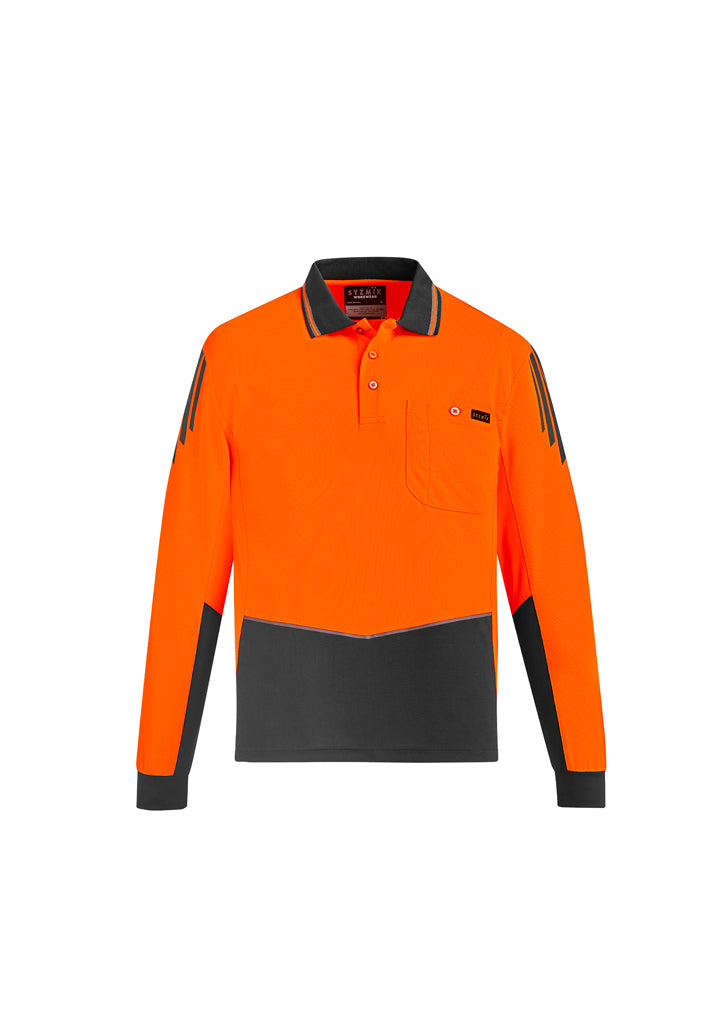 Mens Hi Vis Flux Long Sleeve Polo