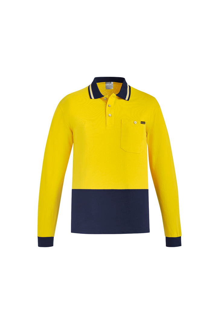 Mens Hi Vis Cotton Long Sleeve Polo