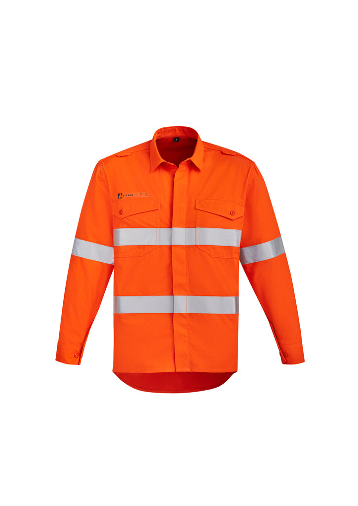 Mens Orange Flame Hi Vis Open Front Shirt - Hoop Taped