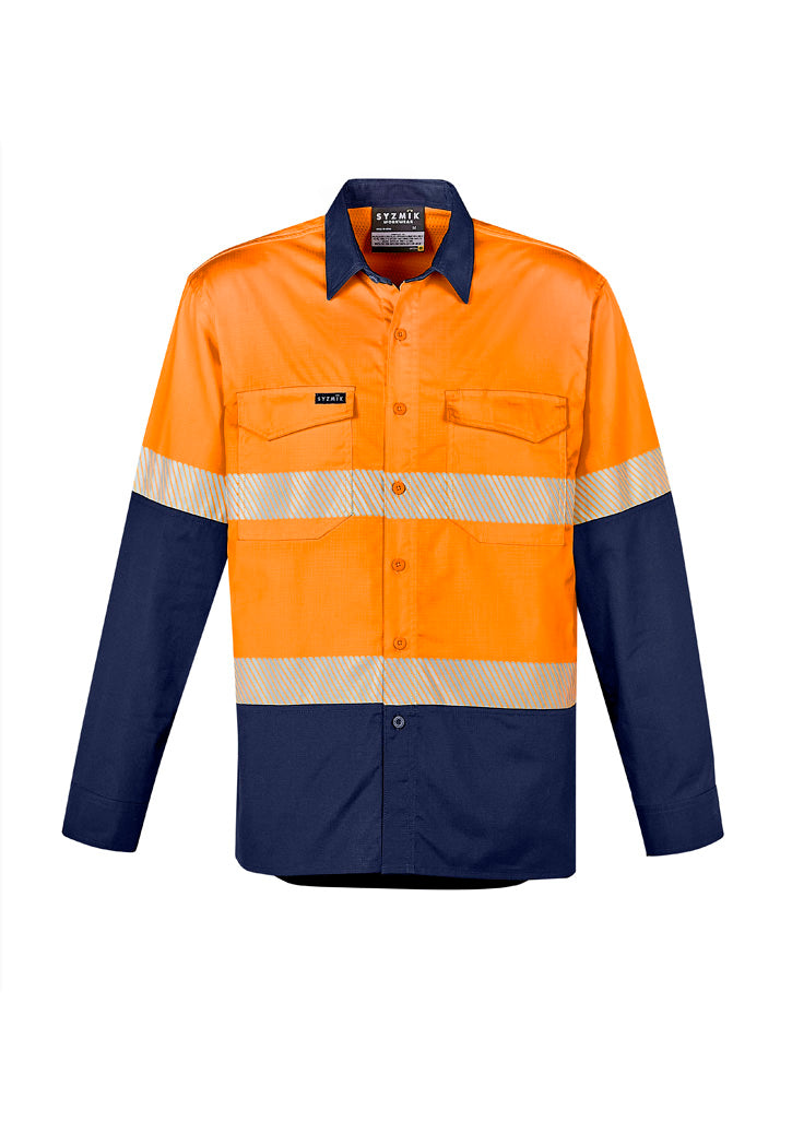 Mens Rugged Cooling Hi Vis Segmented Tape Long Sleeve Shirt